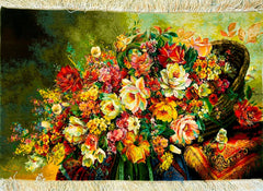 Art Rug 100% Handmade "Flowers In The Basket"