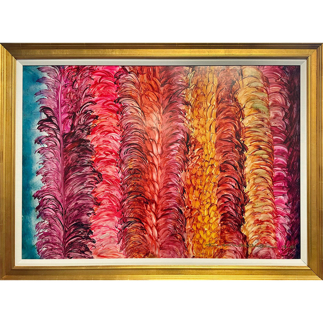 Kamran Khavarani "Heavenly Flowers" Original Oil On Paper